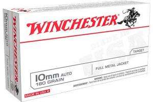 Winchester Ammo USA10MM USA  10mm Auto 180 gr Full Metal Jacket (FMJ) 50 Bx/ 10 Cs