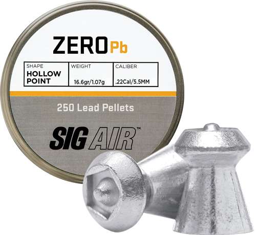 AIRGUN, ZERO PELLET, .22 CAL, HOLLOW POINT TIP, LEAD, 16.6GR, 250CT, BLISTER PACK