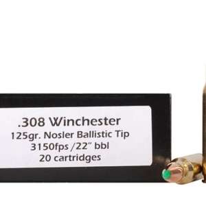 Winchester Ammo WBR30125 Centerfire Rifle 308 Win 125 gr Open Tip 100 Per Bag