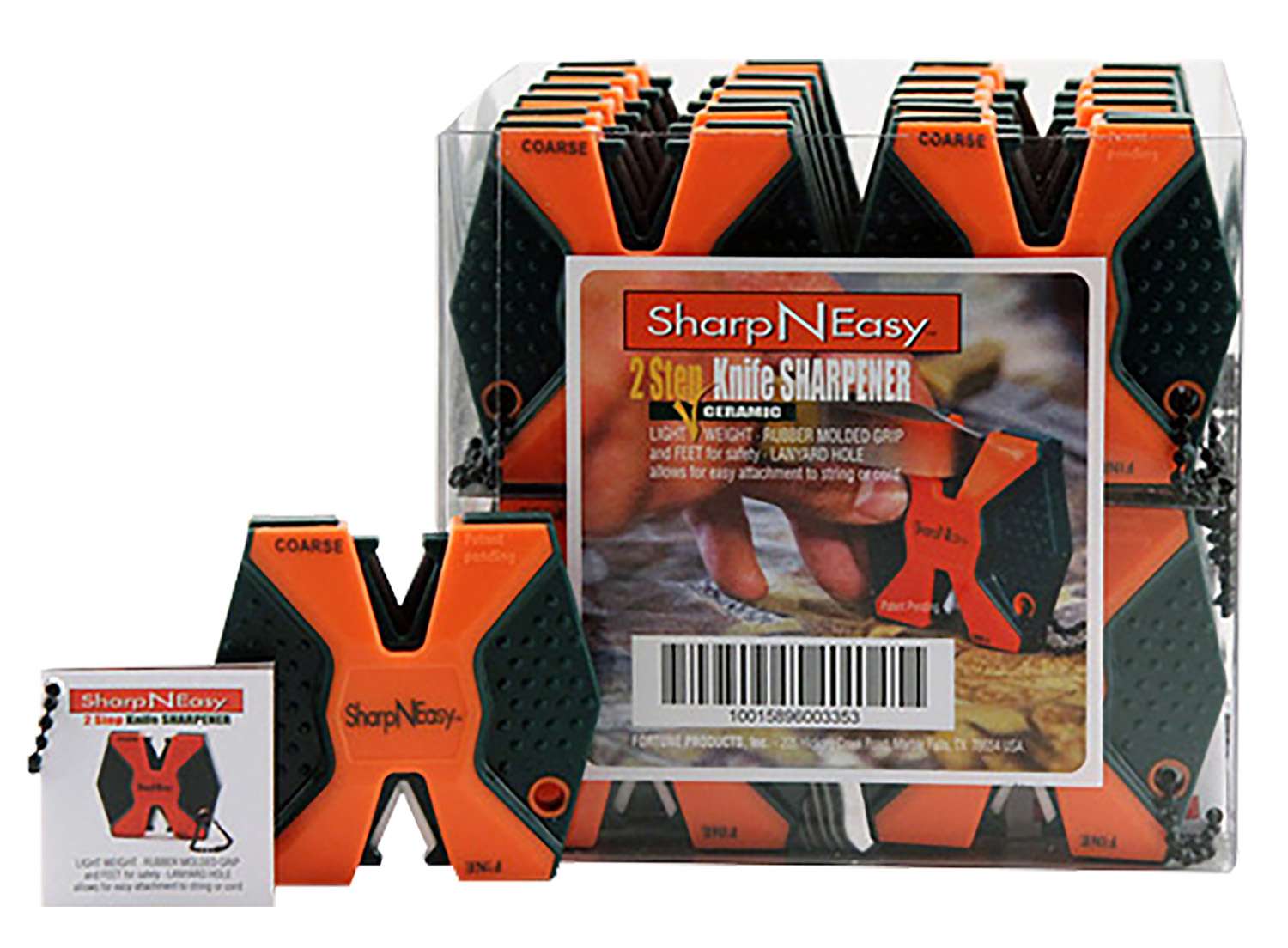 Accusharp SharpNEasy 2-Step Fine, Coarse Ceramic Stone Sharpener Plastic Handle Black/Orange 24 Pack