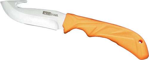 Accusharp 729C Gut Hook 3.75" Gut Hook Plain Stainless Steel/Orange Rubber Handle Fixed