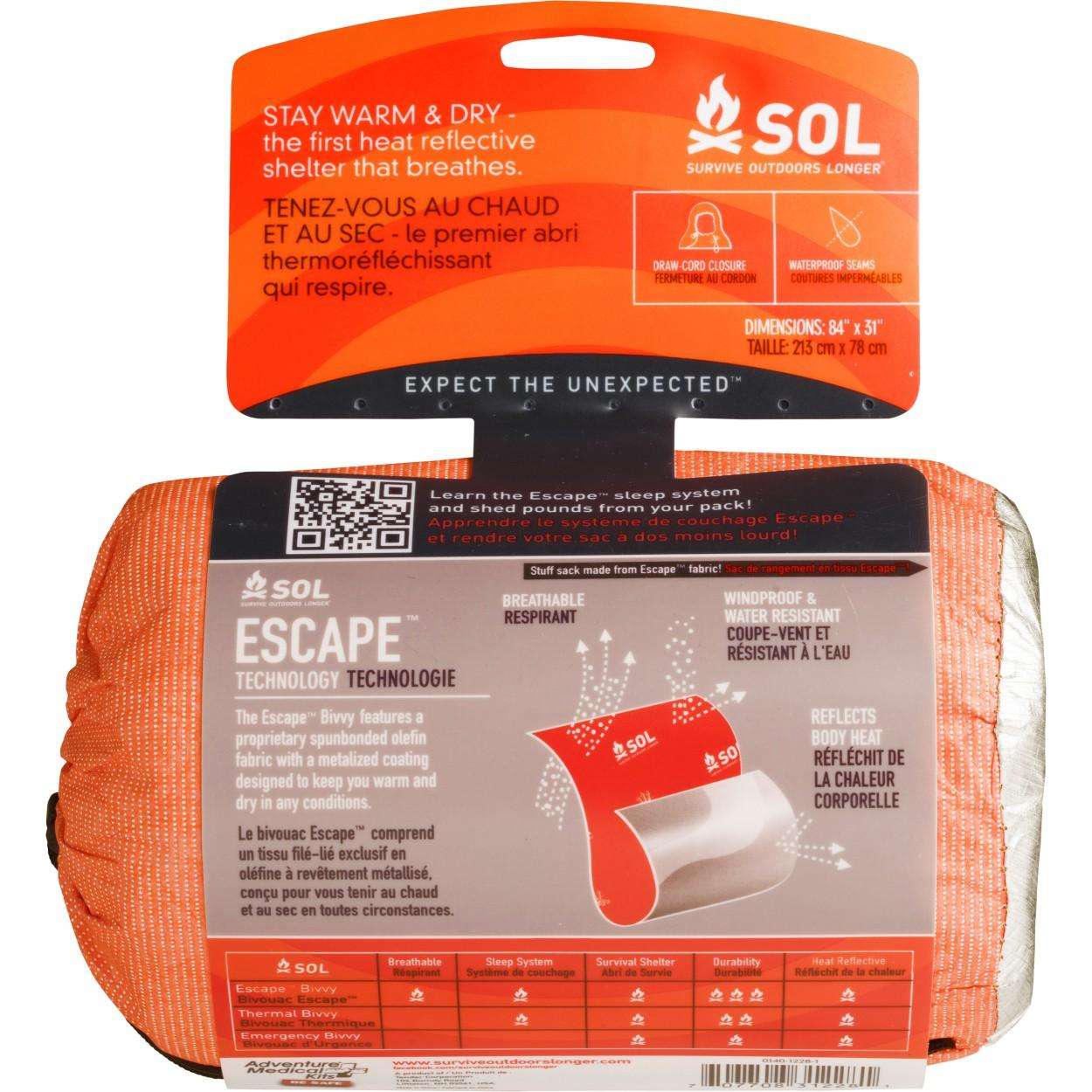 Adventure Medical Kits 01401228 SOL Escape Bivvy Orange 84" x 31"