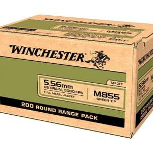 Winchester Ammo WM855200 USA  5.56x45mm NATO 62 gr Full Metal Jacket Lead Core (FMJLC) 200 Bx/ 4 Cs