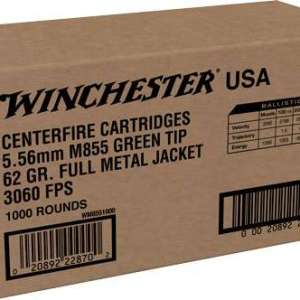 Winchester Ammo WM8551000 USA  5.56x45mm NATO 62 gr Full Metal Jacket Lead Core (FMJLC) 1000 Bx/ 1 Cs (Sold by Case)