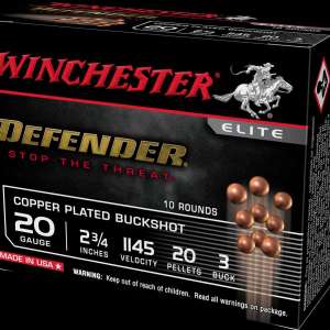 WINCHESTER DEFENDER AMO 20GA 23/4" #3 BUCK 20 PELLET CP 10RD (10 BOX CASE)