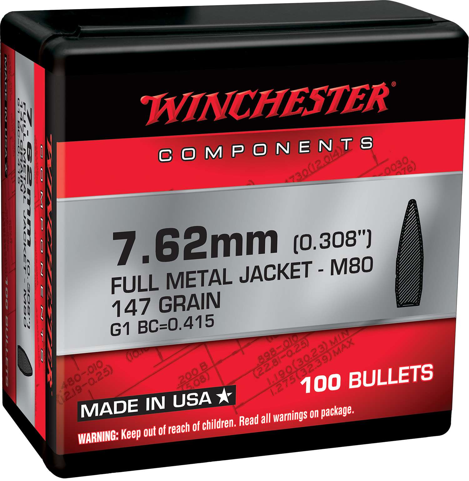 WIN WB762147NX BUL 7.62 147 FMJ NATO 100/10