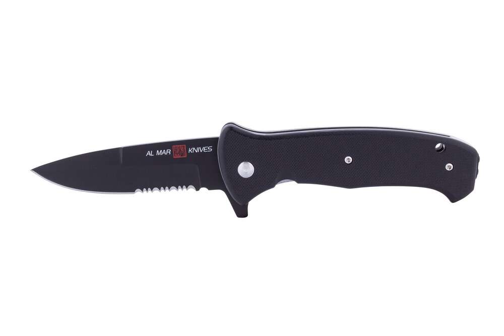 AL MAR KNIVES S.E.R.E. NIGHT G-SERIES 3.6" D2 BLACK COMBO EDGE